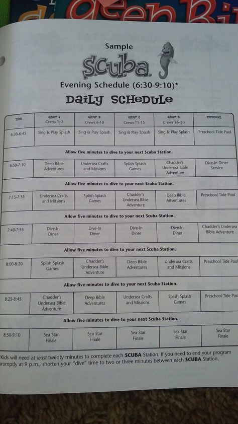 Example schedule Vbs Schedule Sample, Ocean Vbs, Daily Schedule, Children's Ministry, Sheet Music, Singing, Preschool