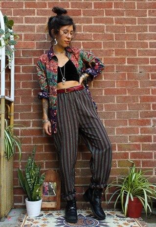 Hippie Fits, Look Boho Chic, Goth Outfit, Mode Hippie, Estilo Hippie, Mode Boho, Cotton Trousers, Moda Vintage, Hippie Outfits