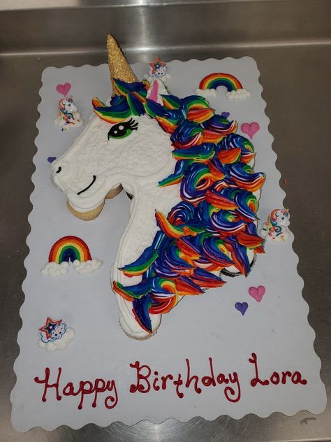 Unicorn Cupcake Cake, Cupcake Cake Ideas, Diy Unicorn Cake, Mimi Birthday, Pull Apart Cake, Horse Cake, Montessori Practical Life, Unicorn Cupcakes, Cupcake Cake