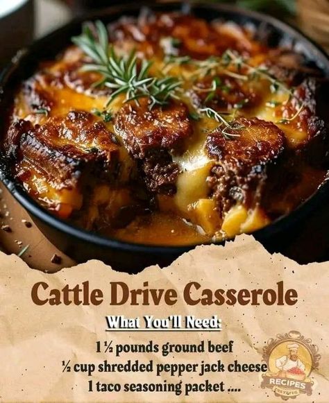 ina Garten 🥣🍟 | CATTLE DRIVE CASSEROLE | Facebook Pepper Jack Cheese Recipes, Cattle Drive Casserole, Taco Seasoning Packet, Cattle Drive, Pepper Jack Cheese, Pepper Jack, Keto Meals, Taco Seasoning, Cheese Recipes