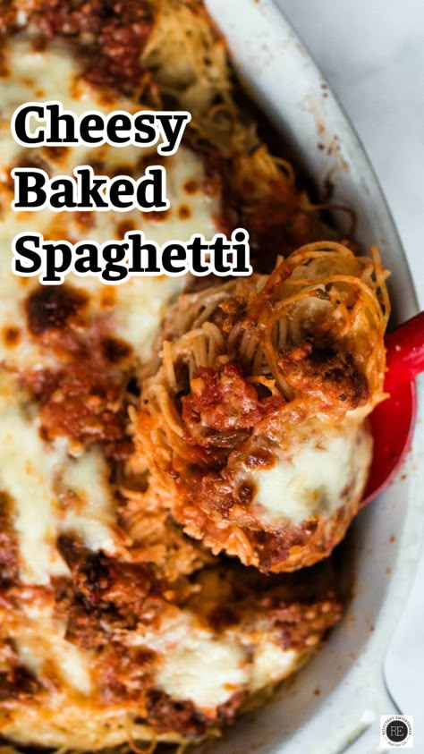 Spaghetti Hot Dish, Pasta Ground Beef, Cheesy Baked Spaghetti, Four Cheese Pasta, Bacon Pasta Bake, Cheese Pasta Bake, Pasta Casseroles, Spaghetti Bake, Night Recipes