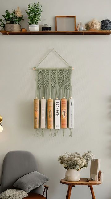 Macrame Bookshelf, Macrame Book Holder, Wall Hanging Bookshelf, Hanging Bookshelves, Kids Book Storage, New Apartment Gift, Apartment Gift, Modern Bookshelf, Boho Living Room Decor