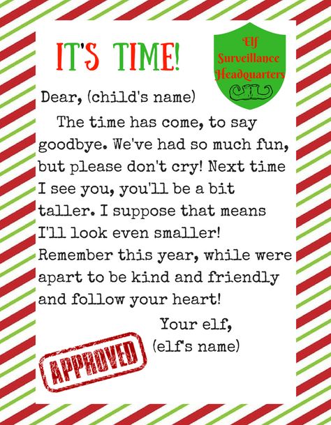 Put this letter out on Christmas Eve for your elf on the shelf! Great printable! Christmas Eve Letter From Elf, Christmas Eve Eve Elf On The Shelf Ideas, Elf On The Shelf Xmas Eve, Last Day Letter From Elf On The Shelf, Christmas Eve Elf Letter, Elf Day Before Christmas Eve, Elf On The Shelf Ideas For Christmas Eve, Elf On Christmas Eve, Elf On The Shelf Welcome Letter Toddler