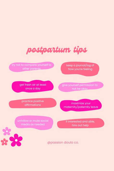 Here are 8 simple, but effective tips for your mental and emotional well-being during the postpartum period  ✨ try  not to compare yourself to other parents ✨ get fresh air at least once a day ✨ practice positive affirmations ✨ unfollow or mute social media as needed ✨ keep a journal/log of how you're feeling ✨ give yourself permission to not be okay ✨ maximize your maternity/paternity leave  ✨ if interested and able, hire out help Postpartum Plan, Postpartum Journal, Postpartum Affirmations, Paternity Leave, Slim Shapewear, Food Gift Cards, Occupational Health, Postpartum Doula, Occupational Health And Safety