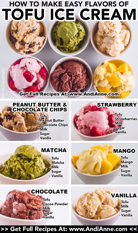 How To Make Vegan Ice Cream, Diy Vegan Ice Cream, Plant Based Ice Cream Recipes, Ice Cream Combinations, Vegan Protein Ice Cream, Tofu Desserts Healthy, Chia Seed Ice Cream, Dessert Tofu Recipes, Silken Tofu Ice Cream