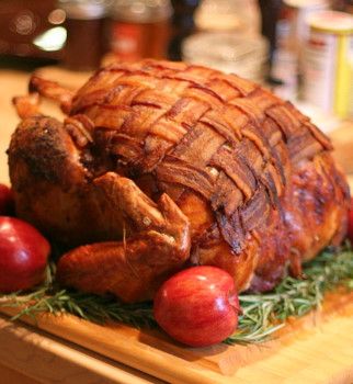 Bacon Wrapped Turkey, Turkey Bacon Wrap, Herb Roasted Turkey, Best Turkey, Food Coma, Gobble Gobble, Thanksgiving Feast, Thanksgiving Food, Roasted Turkey