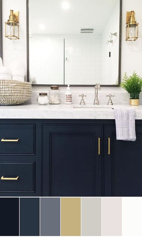 Bathroom Paint Colors Ideas, Green Bathroom Colors, Bathroom Color Ideas, Blue Bathroom Ideas, Bathroom Colours, Best Bathroom Colors, Navy Bathroom, Bathroom Cabinets Diy, Modern Bathroom Cabinets