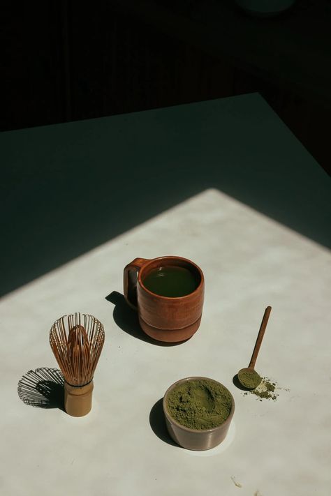 Tea Photography Styling, Matcha Moodboard, Matcha Photoshoot, Green Tea Photography, Matcha Photography, Matcha Pictures, Tea Product Photography, Green Tea Product Photography, Green Tea Aesthetic