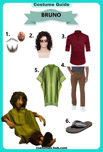 Encanto Characters Costumes, Book Character Cosplay Ideas, Diy Encanto Costume, Bruno Costume Encanto, Encanto Outfit Ideas, Bruno Costume, Encanto Costumes, Fancy Dress Diy, Encanto Costume