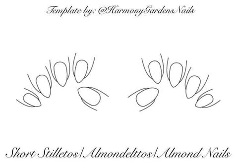 Blank Nail Stencil, Nail Template Almond, Nail Design Template Almond, Nail Art Planner, Nail Template Free Printable, Nail Blank Template, Nails Printable, Nail Planner, Printable Nail Art Templates