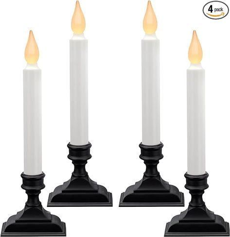 Amazon.com: 612 Vermont Battery Operated LED Window Candles with Flickering Amber Flame, Automatic Timer, 9.75 Inches Tall, VT-1206A (Pack of 4, Antique Bronze) : Home & Kitchen Led Window Candles, Led Window, Window Candles, Candle Lamps, Battery Candles, Rustic Orange, Orange Glow, Ornament Storage, Inside Cabinets