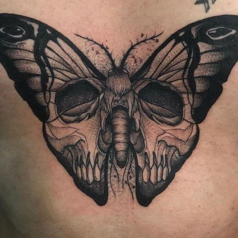 Black Work Sleeve Tattoo, Black Work Tattoo Design, Large Tattoo Designs, Unique Spine Tattoos, Skull Butterfly Tattoo, Black Work Tattoo, Moth Tattoo Design, Unique Butterfly Tattoos, Skull Hand Tattoo