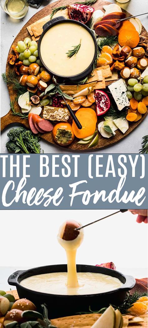 Learn how to make Cheese Fondue at home with this classic, easy recipe. This is the best appetizer to serve at parties because it can be made in just 15-minutes and everybody loves it! // Melting pot // Meat // Broth // Beer cheese // Keto // Easy cheese Classic Cheese Fondue, Fondue At Home, Fondue Dinner Party, Cheese Fondue Recipe Easy, Cheese Fondue Party, Easy Fondue Recipes, Best Cheese Fondue, Easy Cheese Fondue, Cheese Fondue Recipe