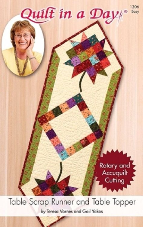 Table Scrap Quilt Pattern by Quilt in a Day - Instant Download Table Topper Patterns, Quilting Books, Quilt In A Day, Charm Packs, Table Quilts, Signature Quilts, Scrap Quilt Patterns, Quilted Table Toppers, Tree Quilt