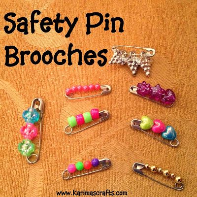 How To Make Safety Pin Brooches, How To Put Beads On Safety Pin, Safety Pin With Beads, Safety Pin Ideas, Safety Pin Beads, Safety Pin Projects, Diy Safety Pin, Winter Bracelets, Friendship Pins