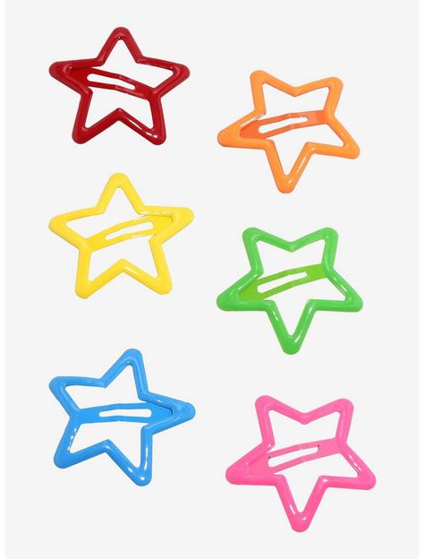 Sweet Society Colorful Star Hair Clip Set Decora Hair Clips, Cute Hair Accessories Clips, Mlp Accessories, Kidcore Accessories, Decora Hair, Sweet Society, Decora Accessories, Star Clips, Basic Accessories