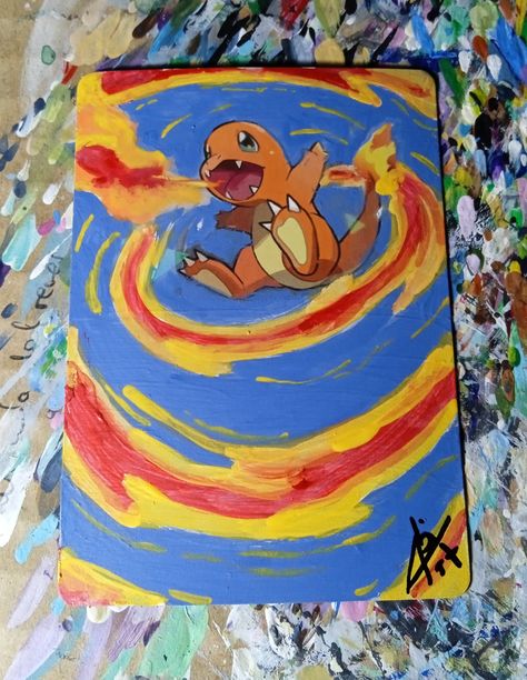 Cute Pokemon Paintings, Pokémon Painting Ideas, Pokemon Acrylic Painting, Charmander Painting, Pokemon Painting Ideas, Charizard Painting, Pokemon Canvas Painting, Pokémon Painting, Pokemon Painting