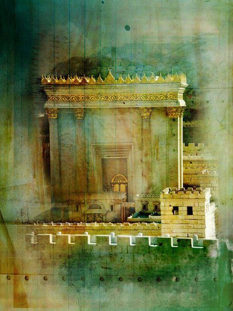 the holy beit hamikdash in jerusalem Beit Hamikdash, Judaism Art, Judaica Paintings, Solomons Temple, Jewish Temple, Messianic Judaism, Judaica Art, Heaven Art, Prophetic Art