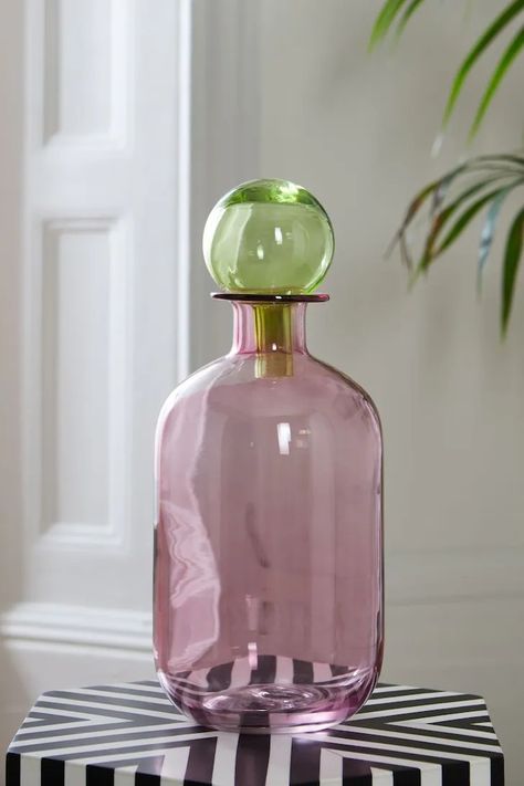 Pink And Green Kitchen Accessories, Vintage Showpiece, Green Apothecary, Foliage Arrangements, Rockett St George, Apothecary Bottles, House Things, Maximalism, St George