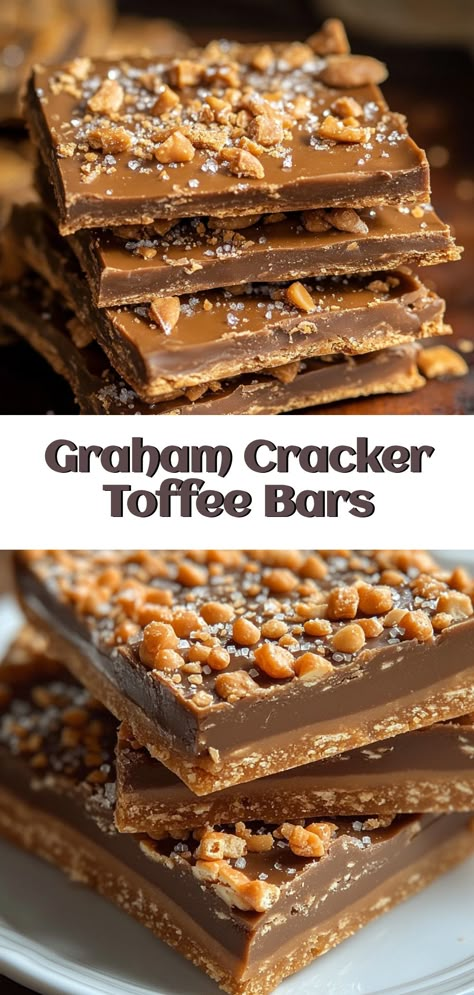 Craving a sweet indulgence? Discover the irresistible delight of our Graham Cracker Toffee Bars! This simple yet decadent treat combines buttery toffee with crunchy graham crackers and a luscious layer of chocolate, creating a flavor sensation that’s perfect for any occasion. Whether you're hosting a cozy gathering or indulging in a sweet solo moment, these bars are a must-try. Perfectly sized for sharing or savoring all by yourself, our Graham Cracker Toffee Bars are the ultimate dessert for those who love quick and delicious recipes. Treat yourself today! Toffee Graham Cracker Squares 12 Tomatoes, Golden Graham Treats, Graham Cracker Toffee Bars, Cracker Toffee Bars, Graham Cracker Bars, Graham Dessert, Graham Cracker Dessert, Classic Brownies, Graham Cracker Toffee