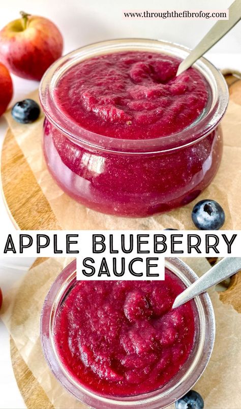 Blueberry Sauce Recipe, Homemade Applesauce Recipes, Canning Jam Recipes, Apple Blueberry, Fibro Fog, Fruit Sauce, Apple Sauce Recipes, Blueberry Sauce, Homemade Applesauce