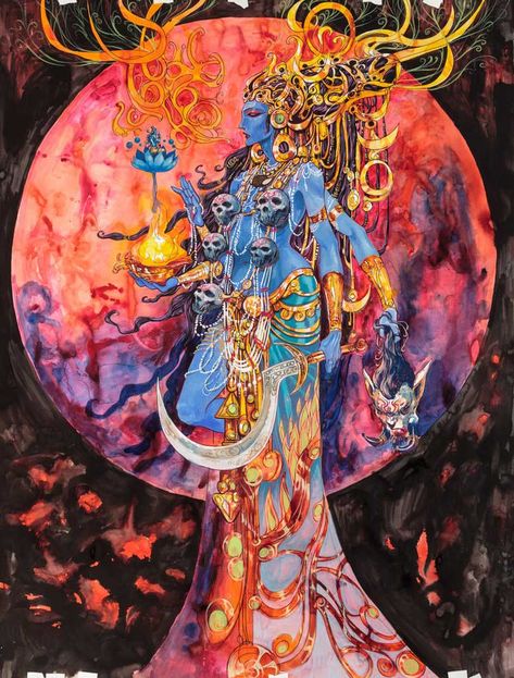 Goddess Kali - Goddess of Destruction and Rebirth Abhishek Singh, Goddess Of Destruction, Kali Tattoo, Mother Kali, Kali Ma, Arte Do Kawaii, Psy Art, Indian Goddess, Kali Goddess