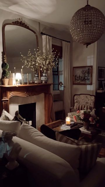 Anna Page on Instagram: "Nothing beats the calmness right before shutting everything down for the night 🕯️" Its Complicated House, Anna Page, English Estate, French Inspired Home, House Vibes, Condo Design, Nancy Meyers, Cozy Living Spaces, Eclectic Bedroom