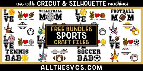 Free Sports Svg Files For Cricut, Volleyball Svg Files Free, Free Softball Svg Files For Cricut, Soccer Game Day Svg Free, Free Soccer Svg Files For Cricut, Stencil Printing, Free Sport, Silhouette Crafts, Home Decor Signs