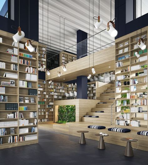 Modern And Master Home Library Designs | That Will Have Book Lovers | Home Decoration Ideas Smart Library Design, Modern Library Interior Design, Libraries Architecture Concept, Modern Library Exterior, Library Interior Design Public, Public Library Architecture, Contemporary Library, Elementary School Architecture, Public Library Design