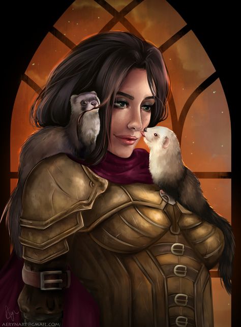 Demon hunter , Emese Apor on ArtStation at https://www.artstation.com/artwork/GGzdN Ferret Tattoo, Ferret Art, Baby Ferrets, Ferret Cage, A Ferret, Pet Ferret, Cute Ferrets, Shield Maiden, Demon Hunter