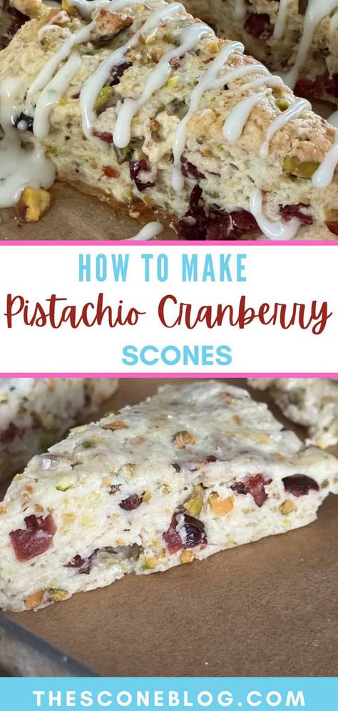 How to Make Pistachio Cranberry Scones Recipe Pistachio Scones, Cranberry Scones Recipe, Sweet Scones Recipe, Lime Glaze, Cranberry Scones, Scones Recipe Easy, Homemade Scones, Scones Easy, Cranberry Pistachio