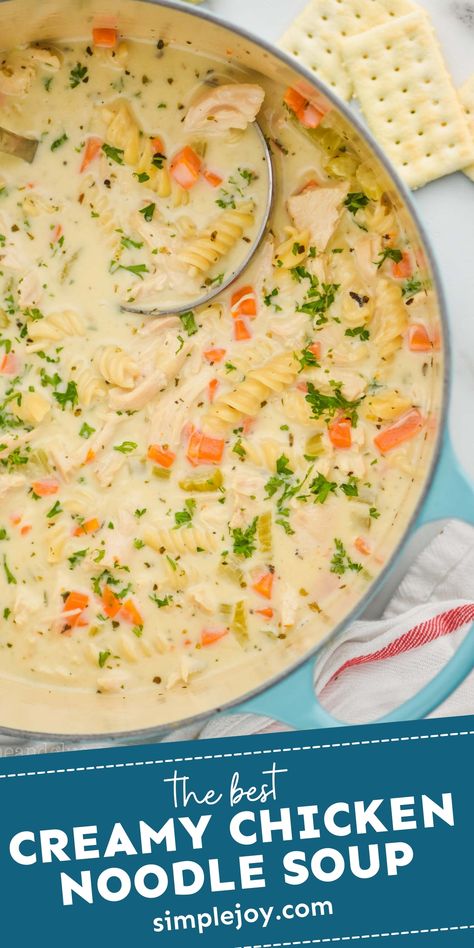 Creamy Chicken Noodle, Creamy Chicken Noodle Soup, Homemade Chicken Soup, Creamy Chicken Soup, Broccoli Cheddar Soup, Chicken Noodle Soup Homemade, Noodle Soup Recipes, Soup Recipes Chicken Noodle, Chicken Soup Recipes