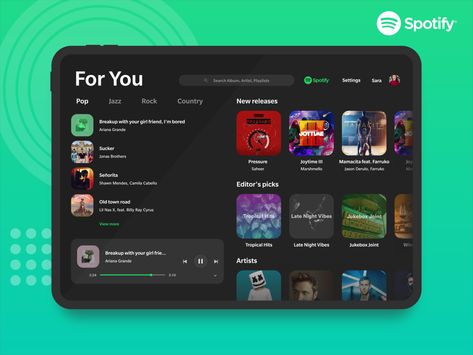 Spotify Redesign, Web Development Infographic, App Design Ipad, Tablet Ui, Music Listening, Ios Apple, Computer Coding, App Design Inspiration, App Interface