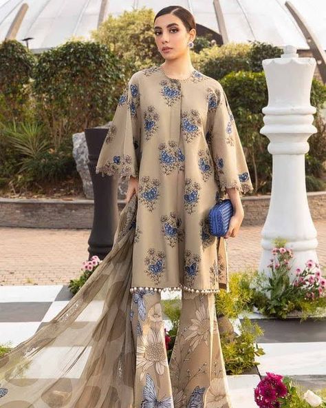 For online booking +92 322 2309626 +92 310 0225488 Price 3250/-\ Printed lawn front with heavy embroidered lneckline with embroidered work daman boarder Printed lawn back Printed lawn sleeves Printed chiffon dupatta printed cambric trouser Follow this link to view our catalog on WhatsApp: https://wa.me/c/923100225488 Subscribe Our YouTube Channel : https://www.youtube.com/channel/UC3jHPLAX8F5xHeqGsksrmeA Facebook : https://www.facebook.com/ZRCollection1 Instagram : https://www.instagram.... Lawn Dress Design Ideas, Pakistani Summer Dresses, Lawn Dress Design, Lawn Suit, Pakistani Fancy Dresses, Pakistani Dresses Casual, Salwar Kamiz, Lawn Dress, Chiffon Collection