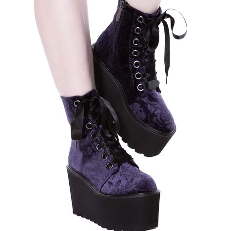 Vampires Kiss Plum Platform Boots Kiss Boots, Purple Goth, Vegan Heels, Alternative Shoes, Goth Shoes, Goth Boots, Gothic Boots, Purple Boots, Dr Shoes