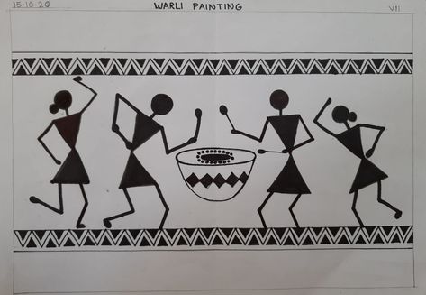 Warli Painting Ideas On Paper, Verli Art, Warli Embroidery, Warli Drawing, Warli Art Painting, Hiphop Poster, Worli Painting, Warli Painting, Tracing Art