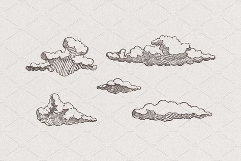 Set of clouds sketches by Bakani on @creativemarket Landscape Hacks, Sketch Cloud, Pencil Landscape, Cloud Illustration, Cloud Tattoo, Cloud Drawing, Pen Art, Money Cash, 로고 디자인