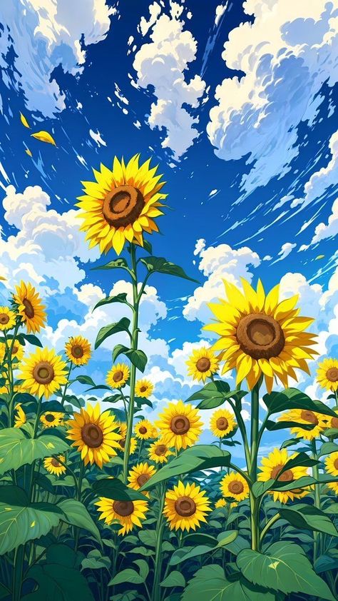 Outdoor Artwork, Japan Landscape, Desktop Wallpaper Art, Sunflower Wallpaper, Landscape Artwork, Fantasy Art Landscapes, Aesthetic Pastel Wallpaper, Draw On Photos, Dreamy Art