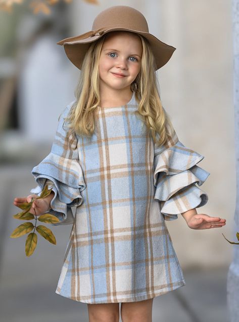 Tiered Sleeve, Girls Dress Outfits, Toddler Flower Girl Dresses, Infant Flower Girl Dress, Tea Party Dress, Beige Plaid, Grooming Tips, Dresses Casual Fall