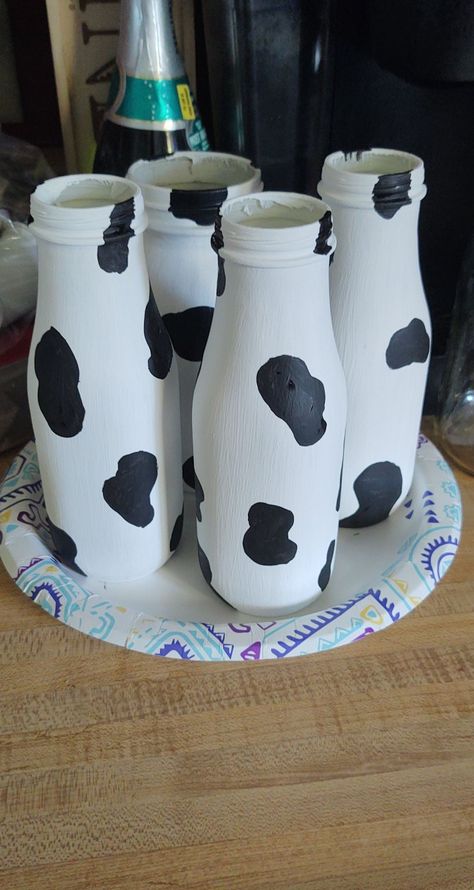 Cow Print Milk Bottle, Cow Print Party Centerpieces, Cow Theme Centerpieces Birthday, Cow Birthday Party Centerpieces, Cow Print Dessert Table, Cow Print Party Decorations, Cow Print 1st Birthday Girl, Cow Print Treats, Cow Print Centerpieces