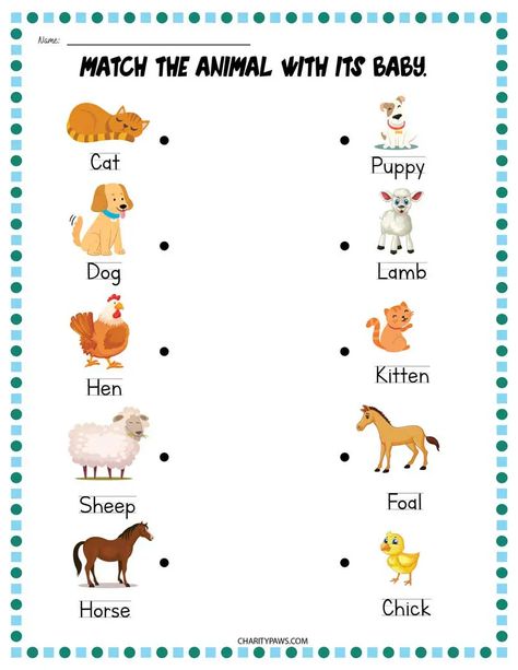 Animals And Their Babies Worksheets {Free 10 Page PDF} Young Ones Of Animals, Animals And Their Babies, Worksheet For Nursery Class, Farm Animals Preschool, Mother And Baby Animals, Nursery Worksheets, Baby Animal Names, Preschool Pictures, Animal Activities For Kids