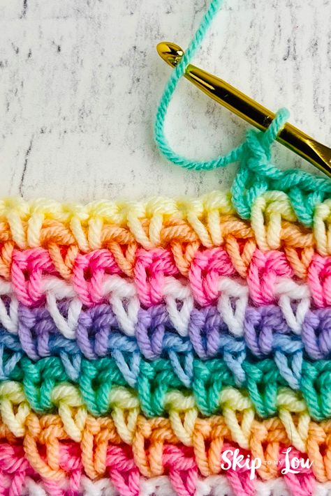 Crochet Linen Stitch, Linen Stitch Crochet, Crochet Cluster Stitch, Start Crocheting, Crochet Waffle Stitch, Skip To My Lou, Photo Stitch, Crochet Tutorial Pattern, Crochet Blanket Pattern Easy