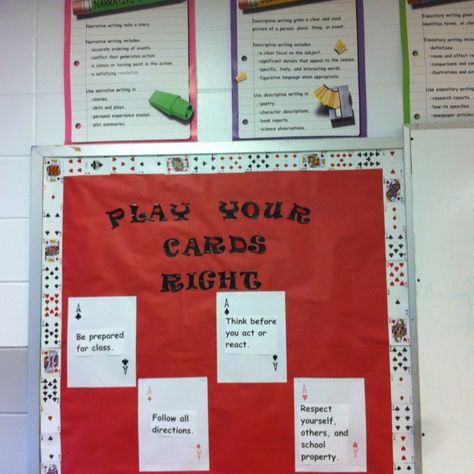 Rules bulletin board: play your cards right. Casino Bulletin Board, Playing Cards Bulletin Board, Time Management Ra Bulletin Board, Ra Educational Bulletin Boards, Academic Success Bulletin Board Ra, Midterms Bulletin Board Ra, Dorm Bulletin Boards, School Year Themes, Board Game Themes