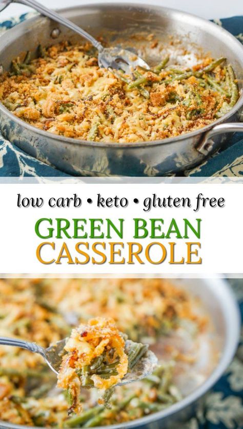 Keto Green Bean Casserole, Gluten Free Green Bean Casserole, Healthy Green Bean Casserole, Healthy Green Beans, Low Carb Side Dish, Low Carb Side, Keto Green, Diet Lunch, Canned Soup