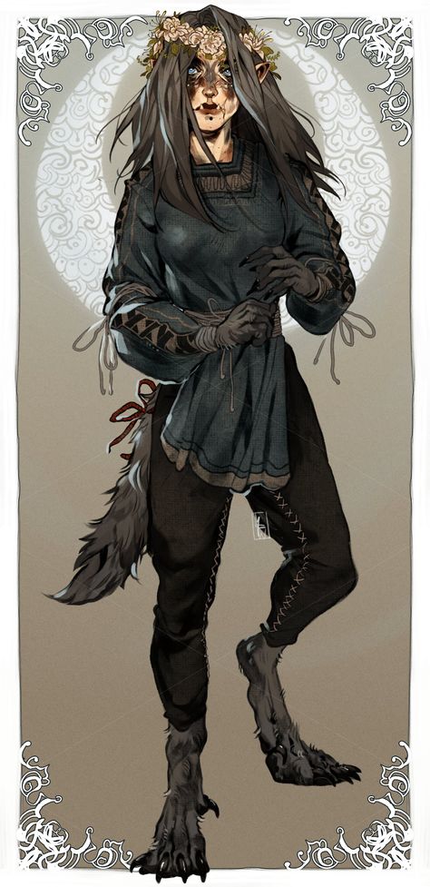 Female Werewolf Character Design, Fantasy Race Concept Art, Humanoid Fantasy Races, Fantasy Races Concept, Dnd Shifter, Shifter Dnd, Female Werewolves, Dnd Races, Fantasy Races