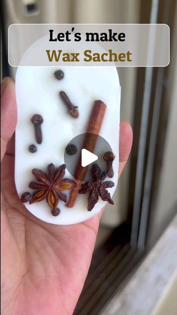 Disha Mishra Dubey | DIY | Home Decor | Art on Instagram: "Wax sachets can be used in various spaces to add a delightful fragrance. Place them in closets, drawers, cars, bathrooms, or any small area that could use a refreshing scent. Enjoy a burst of aroma wherever you go!  If you don't have any mold, no worries, you can use disposable containers. Melt the wax, add your choice of essential oil, mix well and fill the molds with melted wax.  Now when the wax is still somewhat liquid, push some spices or flowers of your choice into the wax. Let it cure completely for about 12-24 hrs and then de-mould. You can use twine or satin ribbon to hang them.   #WaxSachet #FragranceEverywhere #homefragrance #fragrance #homedecor #aroma" Wax Air Freshener Recipe, Wax Sachets Diy How To Make, Wax Air Freshener Diy, Scented Wax Sachets Diy, Wax Sachets Diy, Wax Melts Diy, Wax Air Freshener, Wax Melts Packaging, Wax Sachet