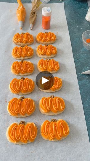 5.2K views · 569 reactions | For the frosting lovers!! Festive pumpkin cutout cookies with an extra dose of love in the form of buttercream! 🧡 Please FOLLOW for lots more cookie content and other goodies, too! | Goodies - Sweets & Treats | CBL · Wait... What?! Frosted Pumpkin Cookies, Pumpkin Cookies Decorated, Thanksgiving Desserts Table, Pumpkin Cutouts, Cutout Cookies, Thanksgiving Cookies, Fall Cookies, Wait What, Cut Out Cookies