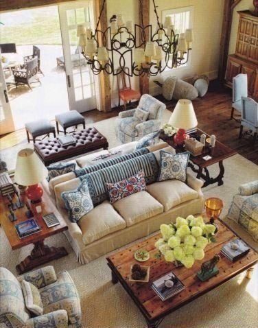 Large Living Room Furniture, Large Living Room Layout, Furniture Placement Living Room, Wood Bunny, Furnitur Ruang Keluarga, Bunny Williams, Living Room Furniture Layout, Sala Grande, Living Room Furniture Arrangement