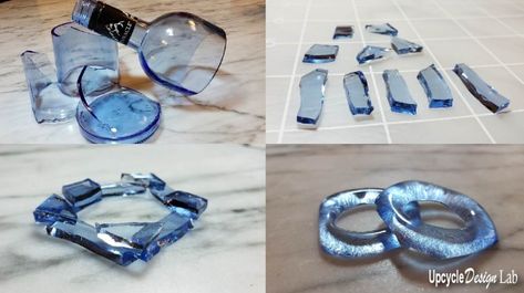 Microwave Glass Fusing, Broken Glass Crafts, Crystal Suncatchers Diy, Upcycle Design, Melting Glass, How To Recycle, Glass Bottle Diy, Glass Fusing Projects, Recycled Glass Bottles