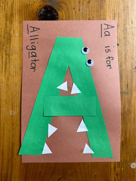 Crafts For Alphabet Letters, Letter A Arts And Crafts, Alphabet Parade, Letter Animals, Abc Practice, Alligator Crafts, Letters Craft, Preschool Journals, Preschool Letter Crafts